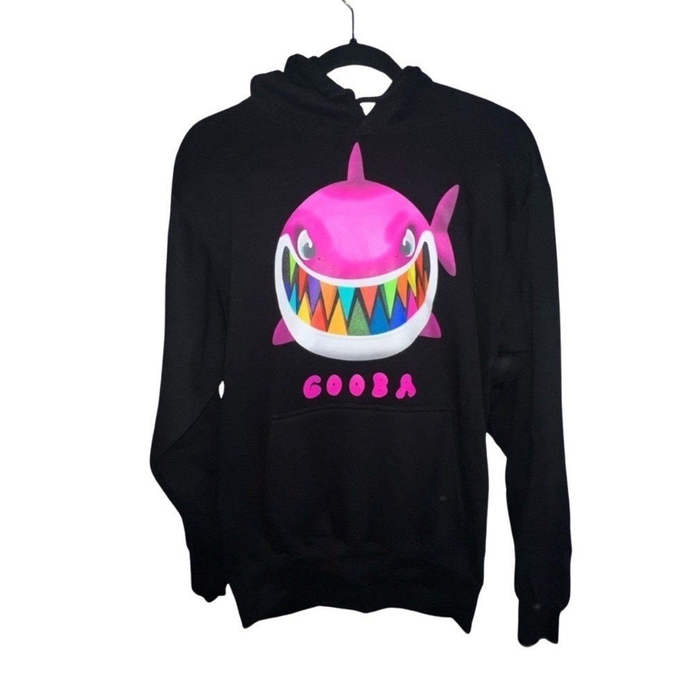 Poshmark Listing: 6ix9ine GOÖBA Black Hoodie with Colorful Shark Graphic Size S